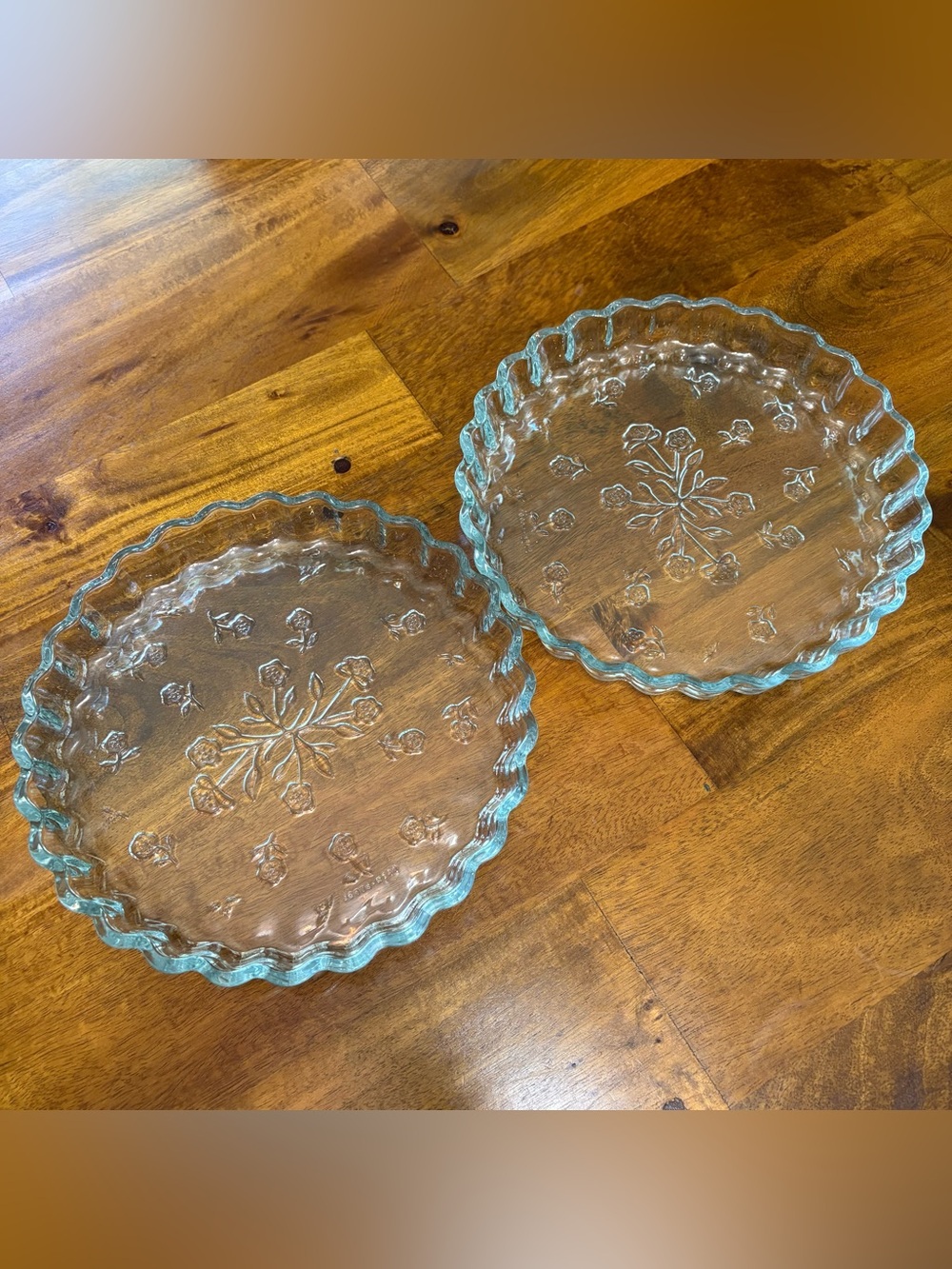 Savannah Clear Anchor Hocking 10” Quiche Set of 2 Vintage Like New Ovenproof